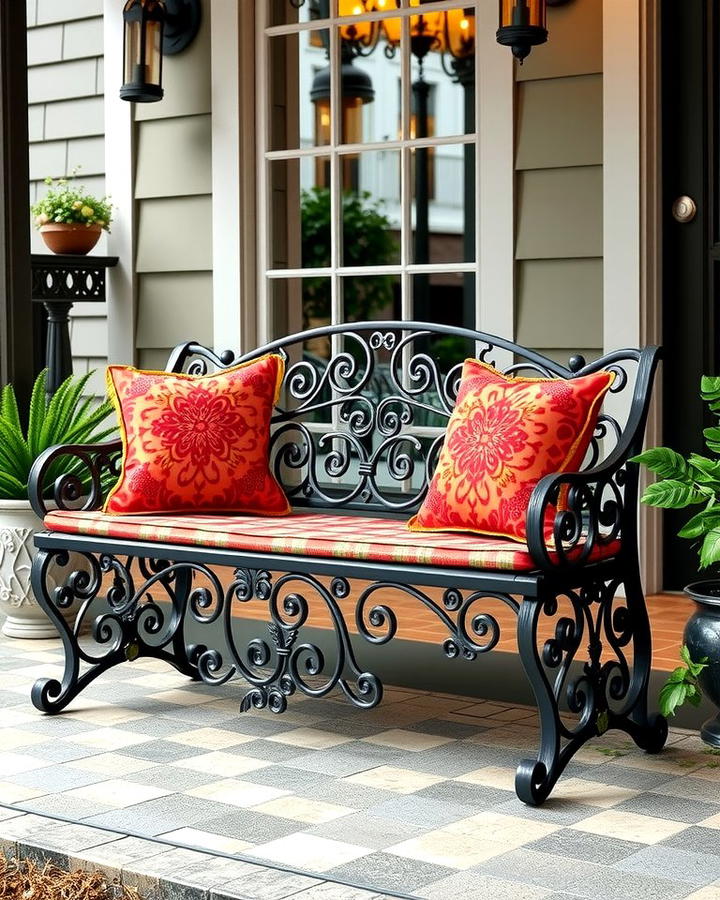 Metal Bench with Intricate Detailing