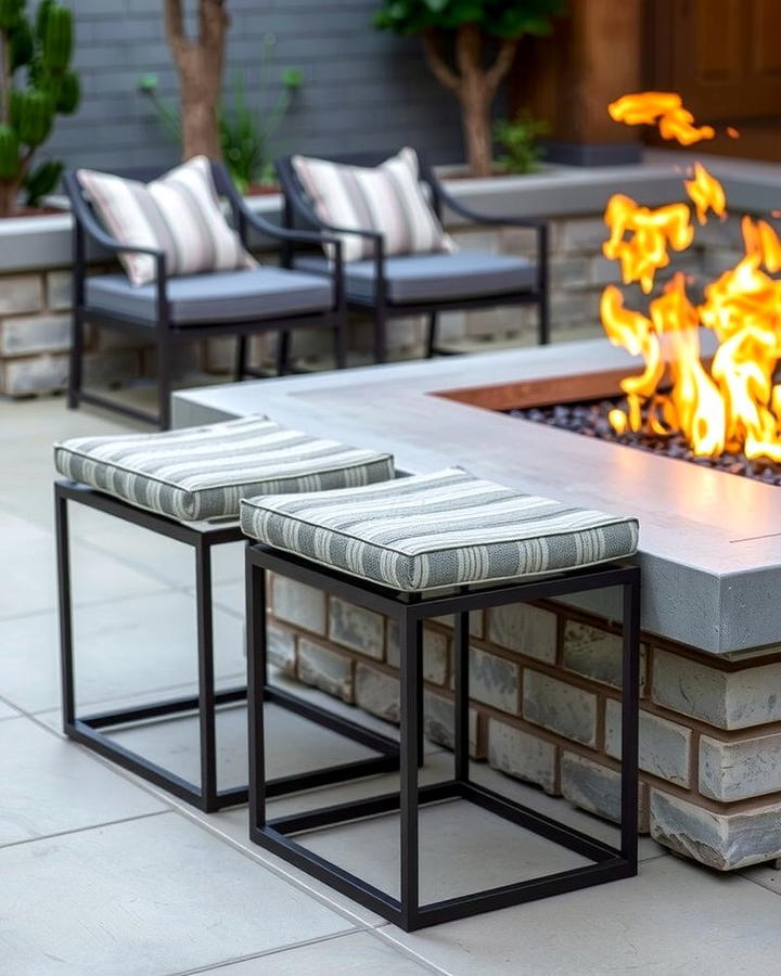 Metal Stools with Cushions