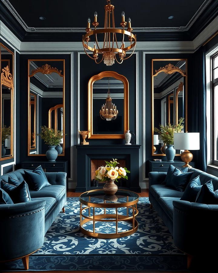 Metallic Accents with Black and Blue