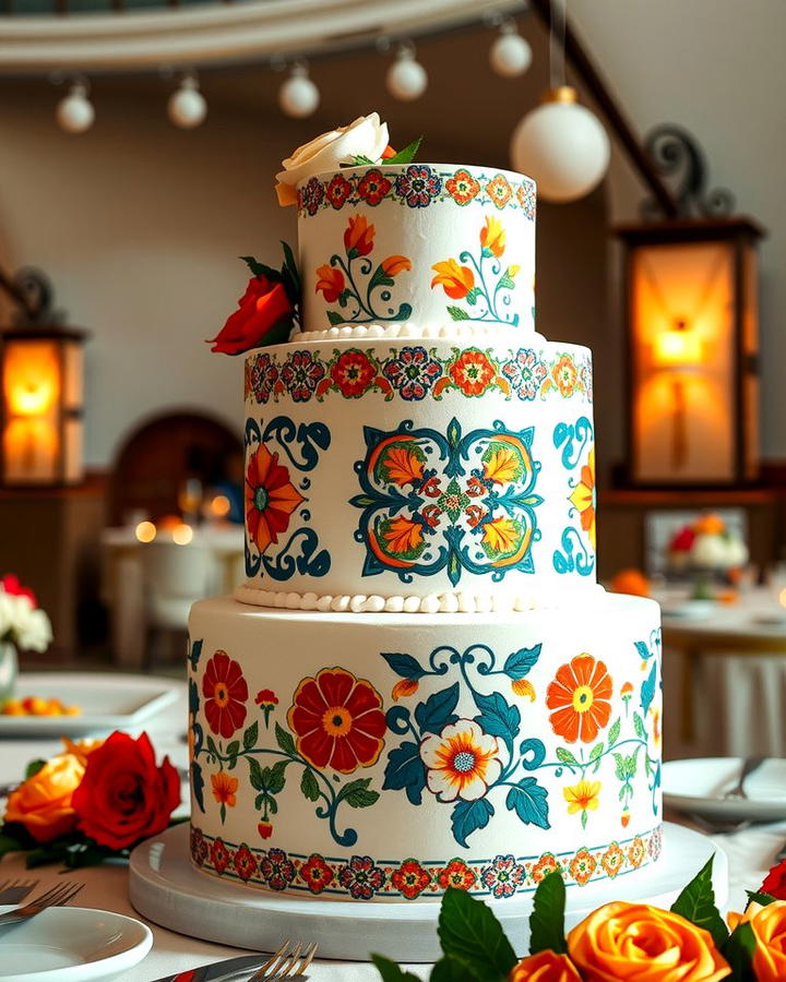 Mexican Tile Inspired Wedding Cake