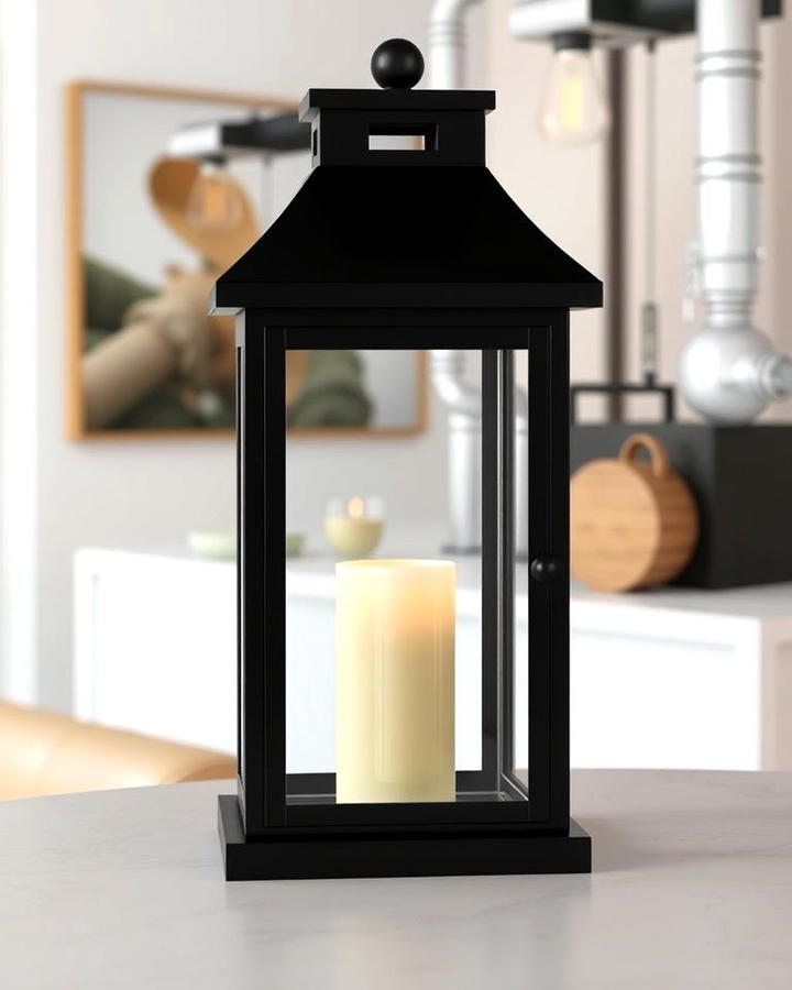 Minimalist Black Lanterns with Candles