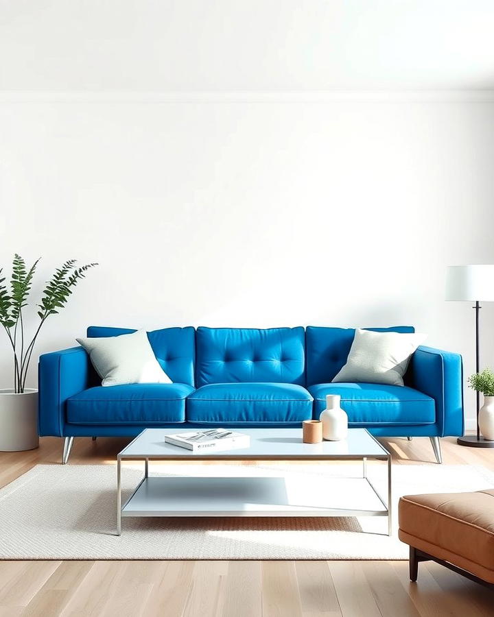 Minimalist Blue Couch Living Room