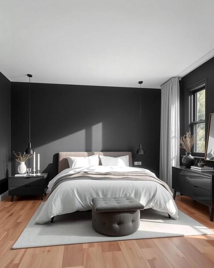 Minimalist Charcoal Bedroom