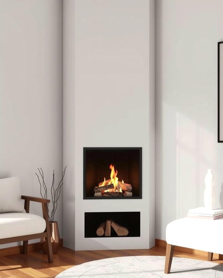 Minimalist Corner Fireplace Design