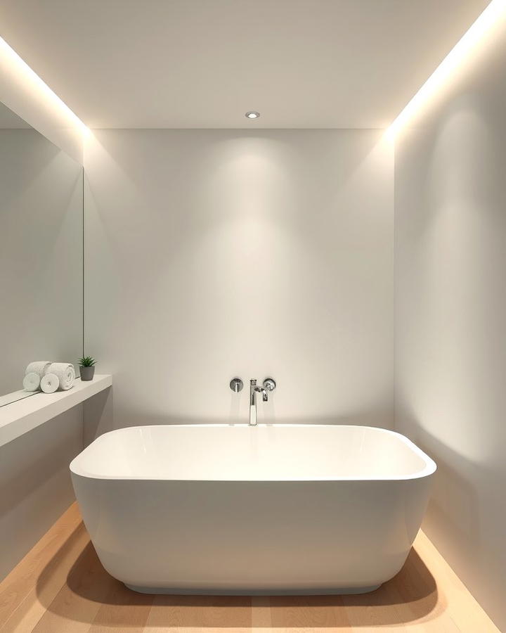 Minimalist Drop In Tub with Recessed Lighting