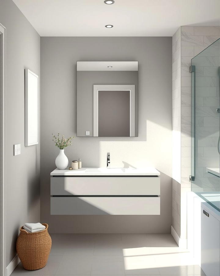 Minimalist Floating Grey Vanity