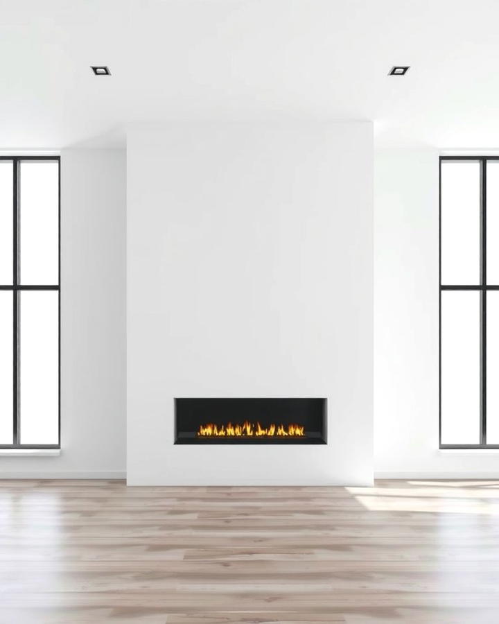 Minimalist Linear Fireplace with Large Windows