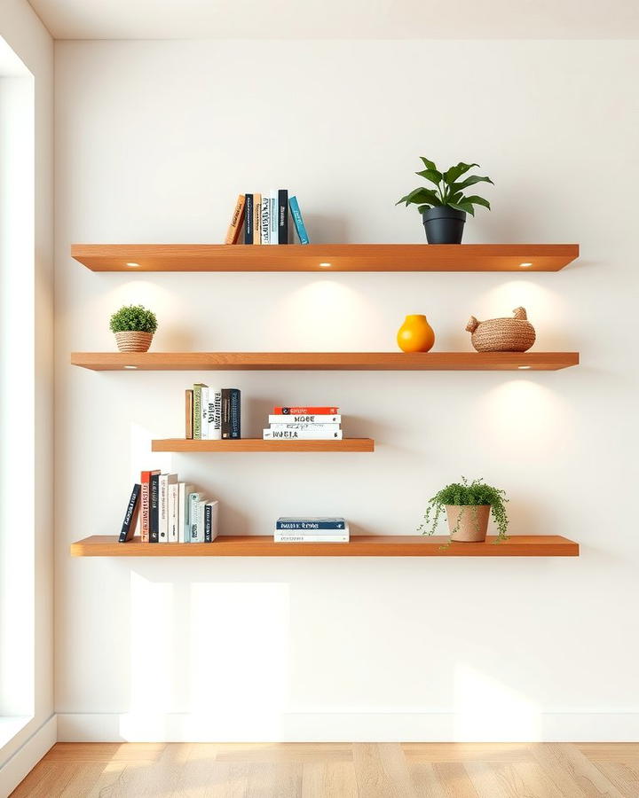 Minimalist Wooden Floating Shelves