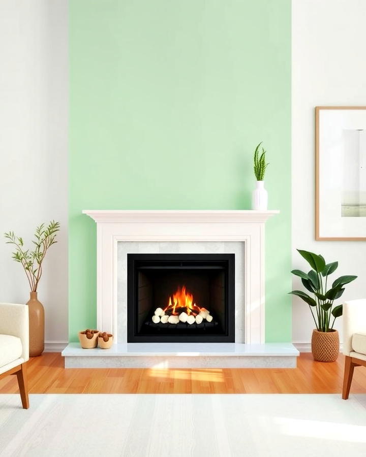 Mint Green Accent Wall Fireplace