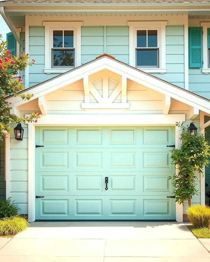 Mint Green Garage Door for a Fresh Retro Vibe