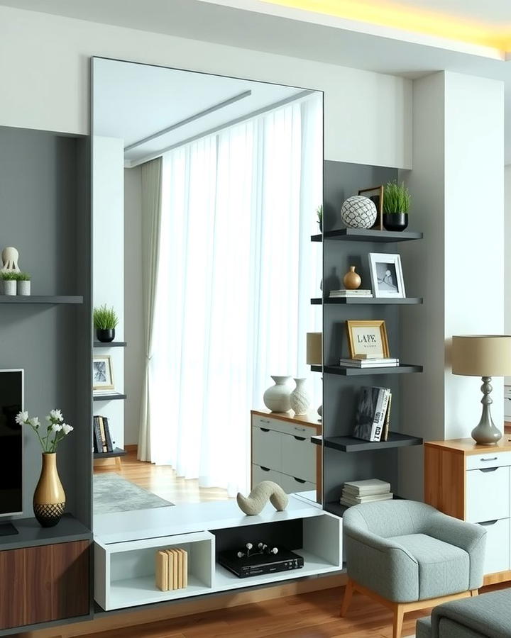 Mirror with Built in Shelves