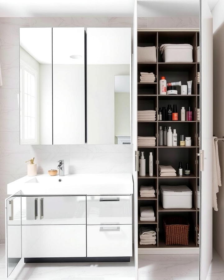 Mirrored Cabinets with Hidden Storage