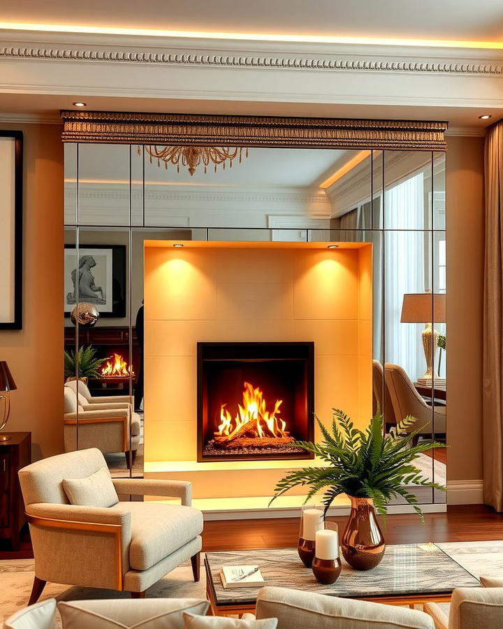 Mirrored Fireplace Surround