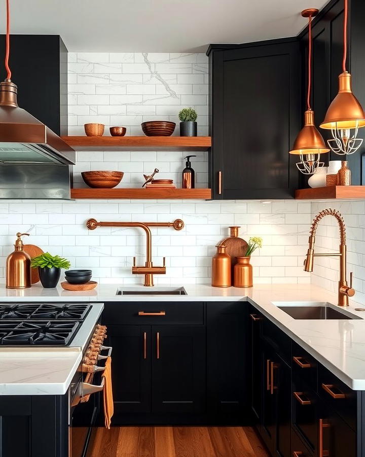 Mixed Copper and Black Fixtures for Cohesion