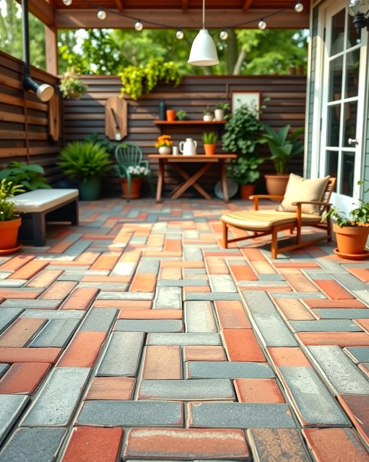 Mixed Material Herringbone Patio