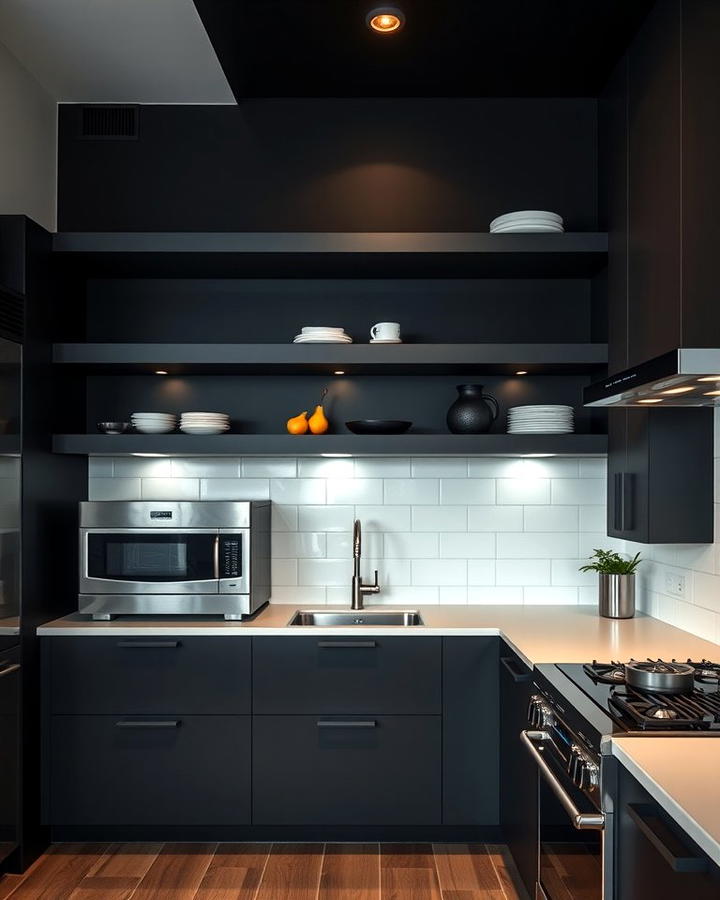 Modern Black Kitchen Backdrop