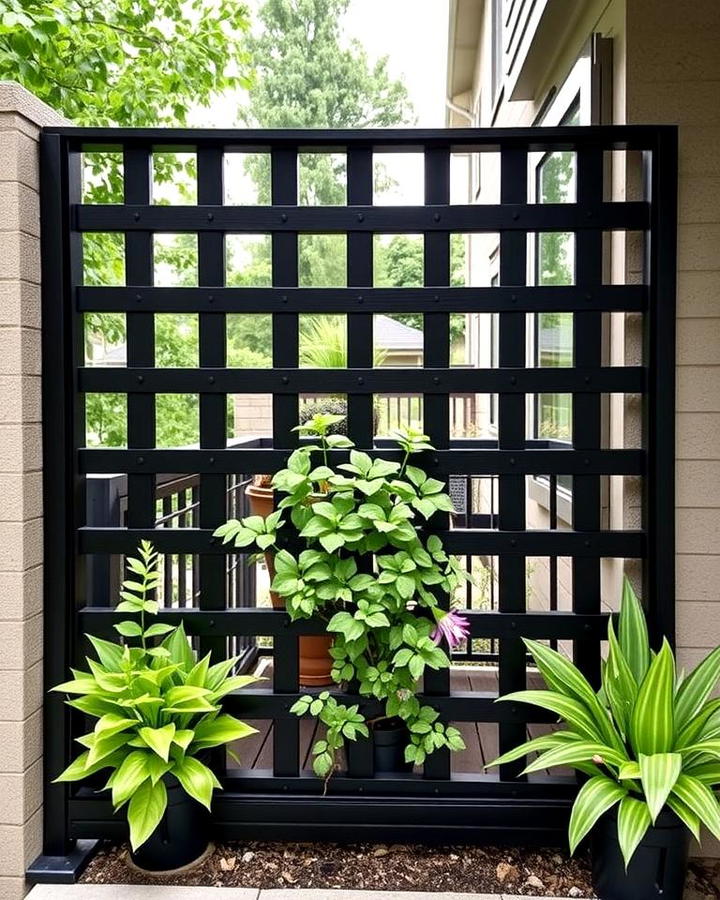 Modern Black Lattice Fence