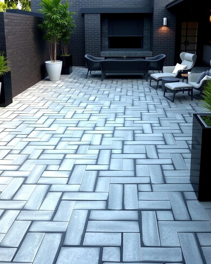 Modern Brick Patio with Sleek Edges