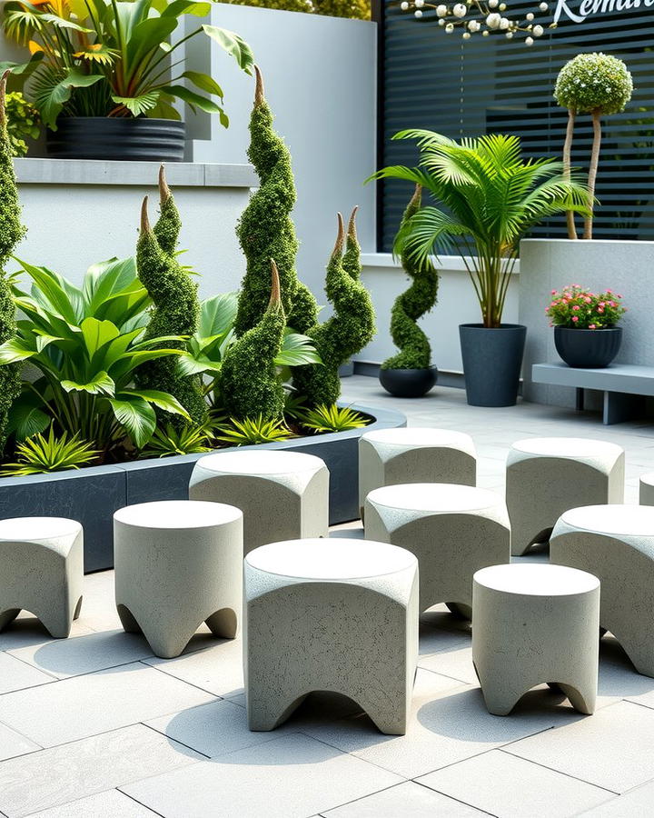 Modern Concrete Stool Cluster