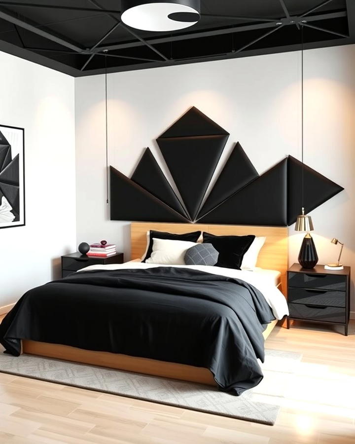 Modern Geometric Black Headboard