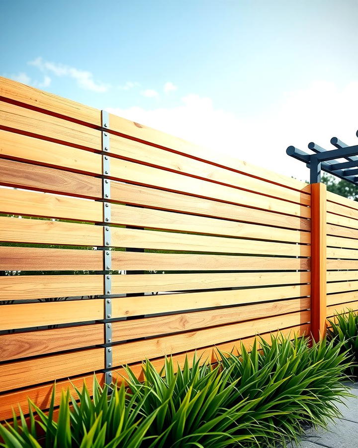 Modern Horizontal Slat Fence