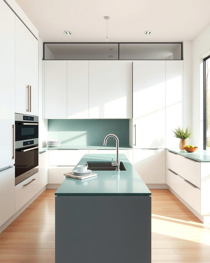 Modern Minimalism with Green Quartz Countertops