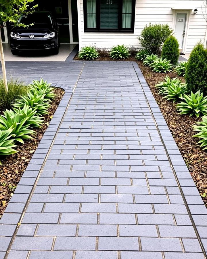 Modern Minimalist Black Brick Walkway