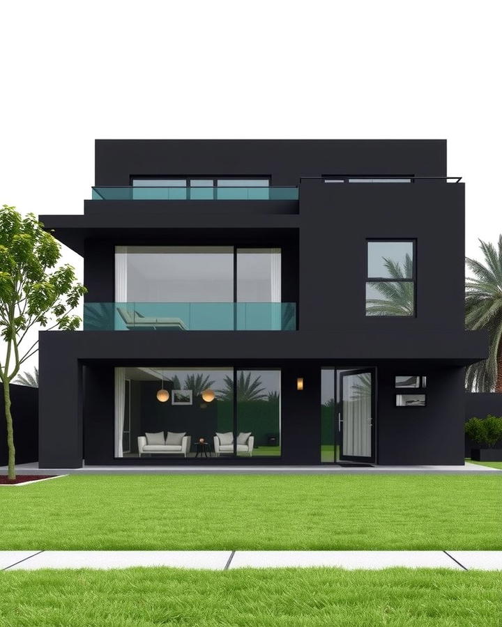 Modern Minimalist Black Stucco House