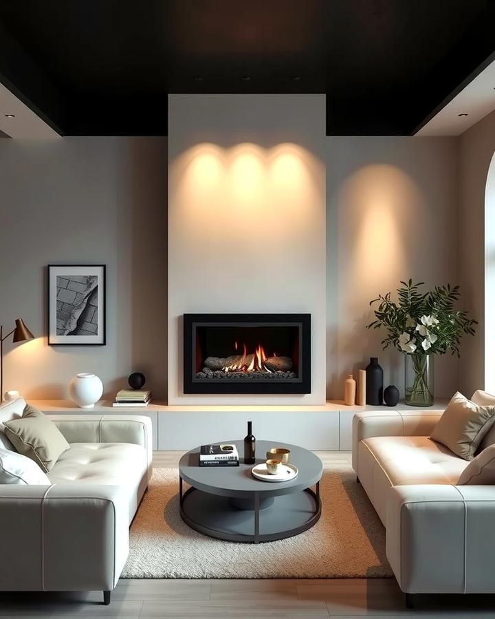 Modern Minimalist Corner Fireplace