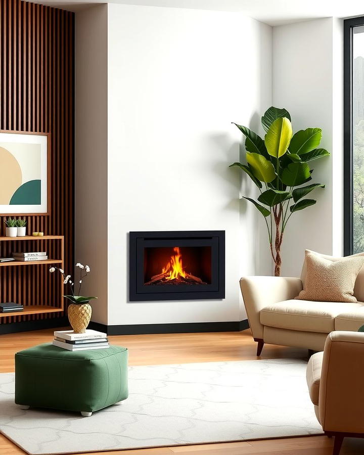 Modern Minimalist Corner Gas Fireplace