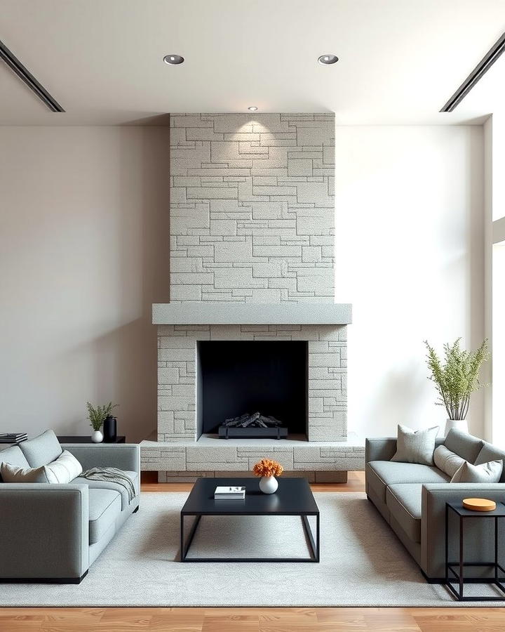 Modern Minimalist Faux Stone Fireplace