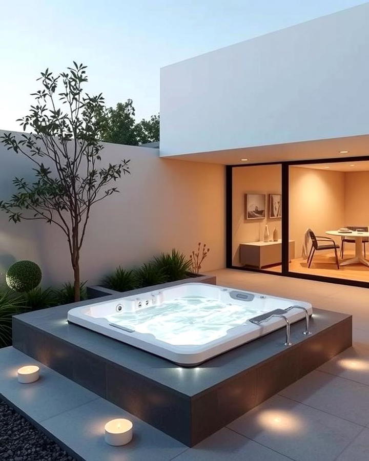 Modern Minimalist Sunken Hot Tub