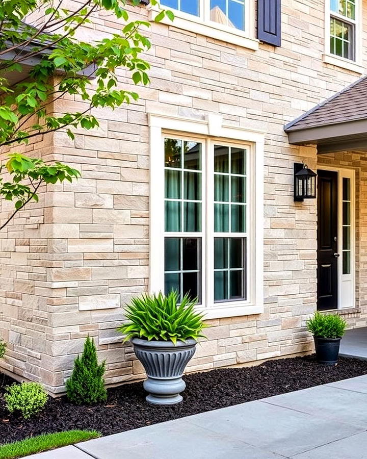 Modern Stone Veneer Exterior Wainscoting