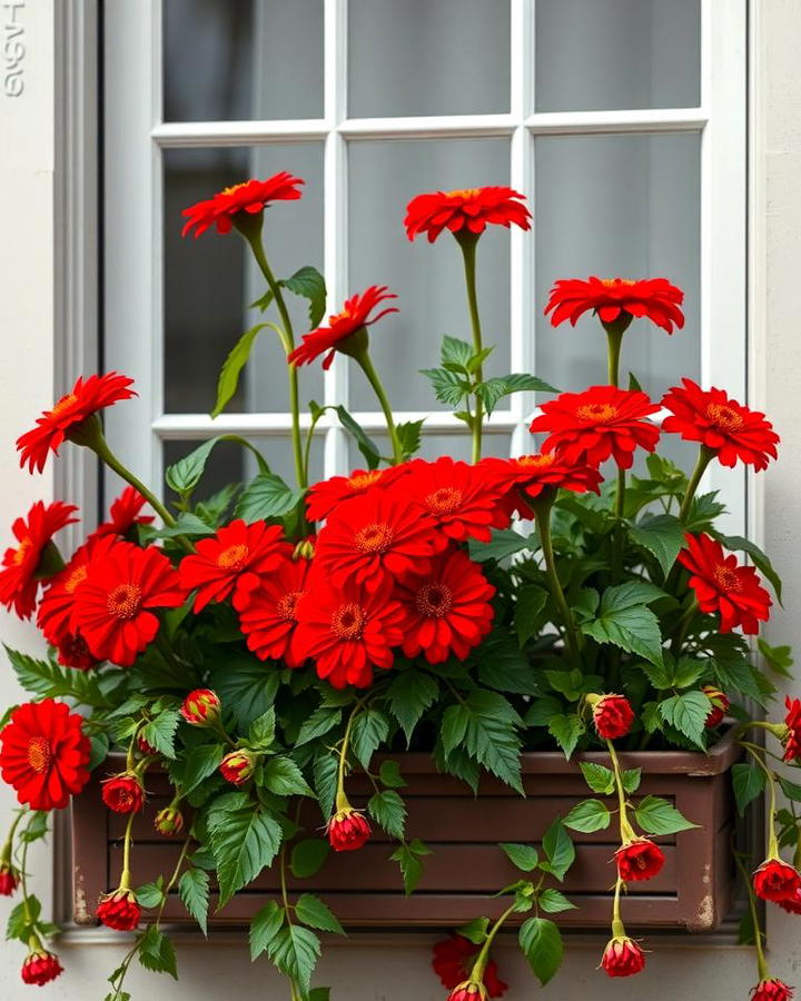 Monochromatic Beauty with Crimson Zinnias