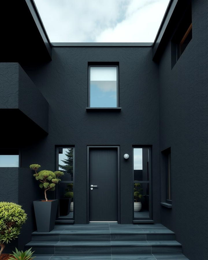 Monochromatic Black Stucco Exterior