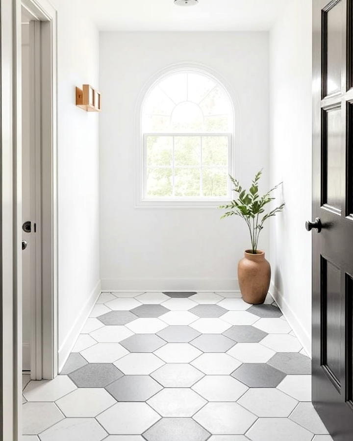 Monochromatic Hexagons Entryway Floor