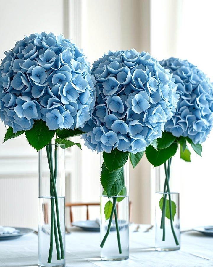 Monochromatic Hydrangea Centerpiece