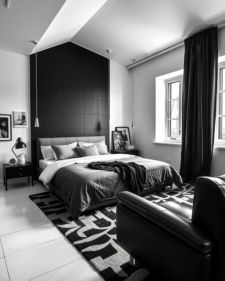 Monochrome Loft Bedroom Sophistication