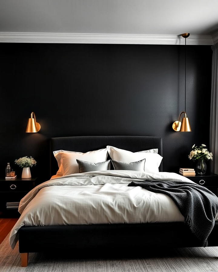 Moody Bedroom Statement Wall Design