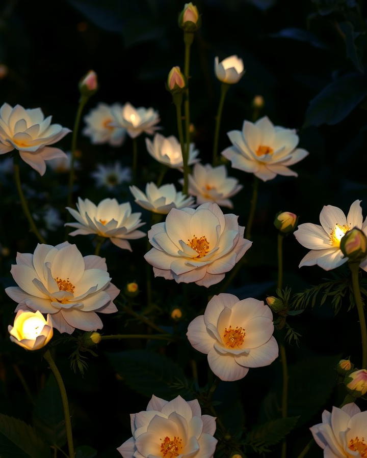 Moonlight Gardens with Pale Flowers