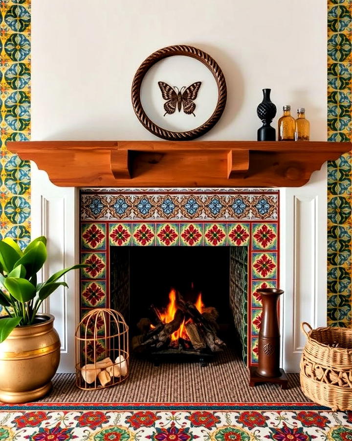 Moroccan inspired Tiles Fireplace