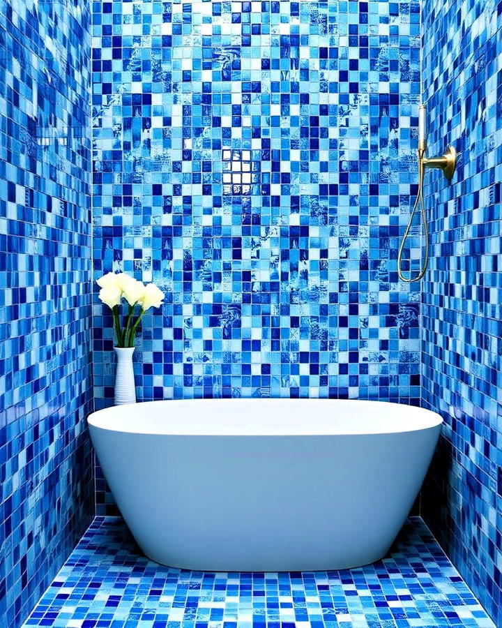 Mosaic Magic Bathroom With Blue Accents