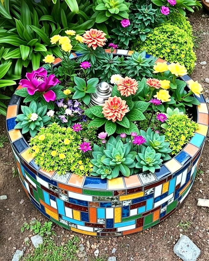 Mosaic Round Garden Bed