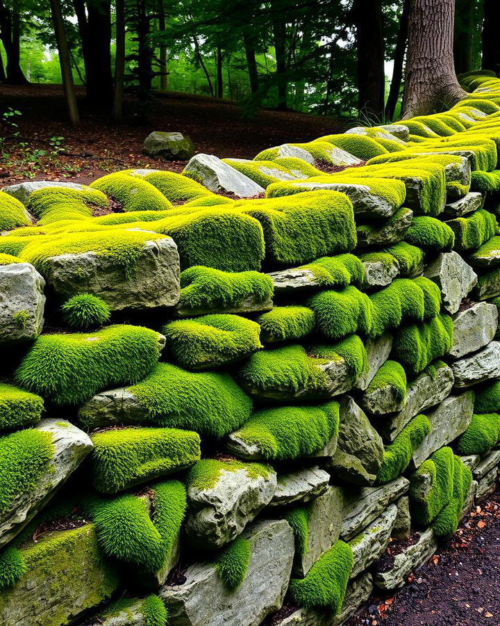 Moss Covered Stone Retaining Wall