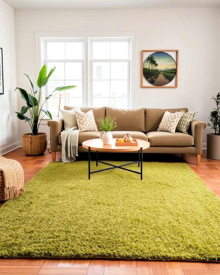 Moss Green Rug for a Cozy Living Room