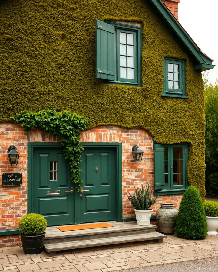 Moss Green with Exposed Brick