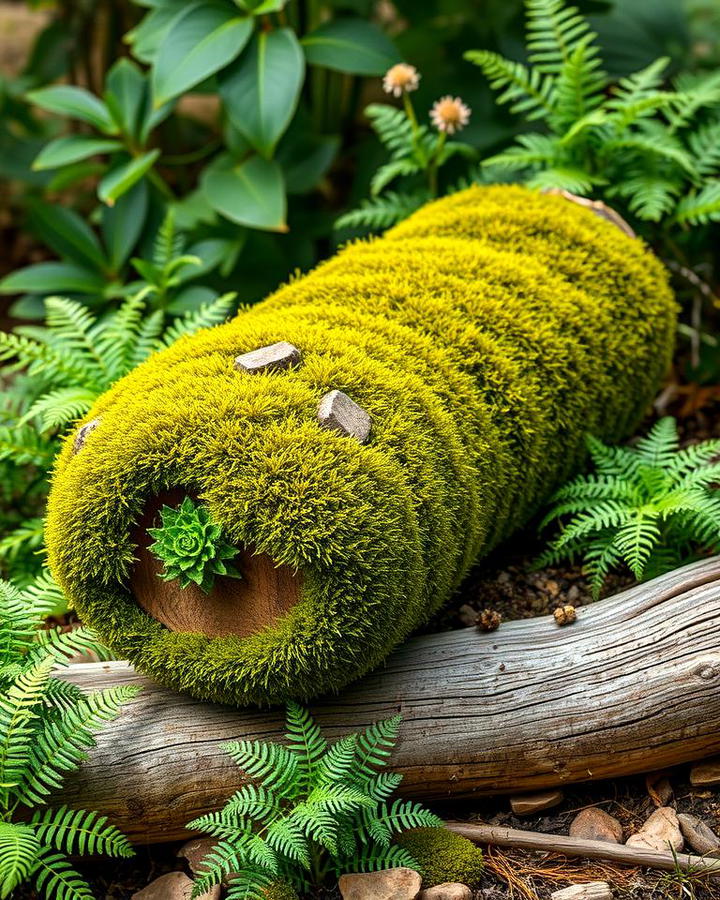 Moss Log Displays for Rustic Appeal