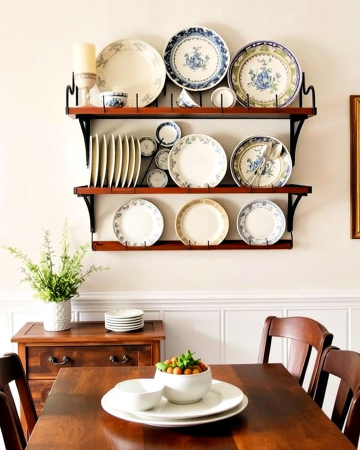 Mounted Plate Rack in Dining Room