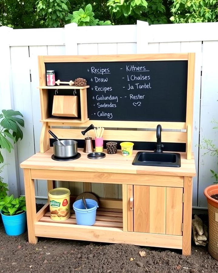 Mud Kitchen with Chalkboard Backdrop