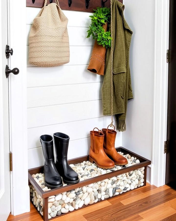 Mudroom Boot Tray With Pebbled Base